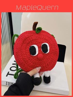 Apfel Gestrickte Mini-Umhängetasche Mit Kordelzugverschluss Für Kinder Und Jugendliche