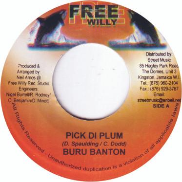 

7inch Record BURRO BANTON / KIDDY FAMOUS - Pick Di Plum / Ooh Shady NONE Free Willy 2005 Jamaica Reggae, Ska & Dub Used