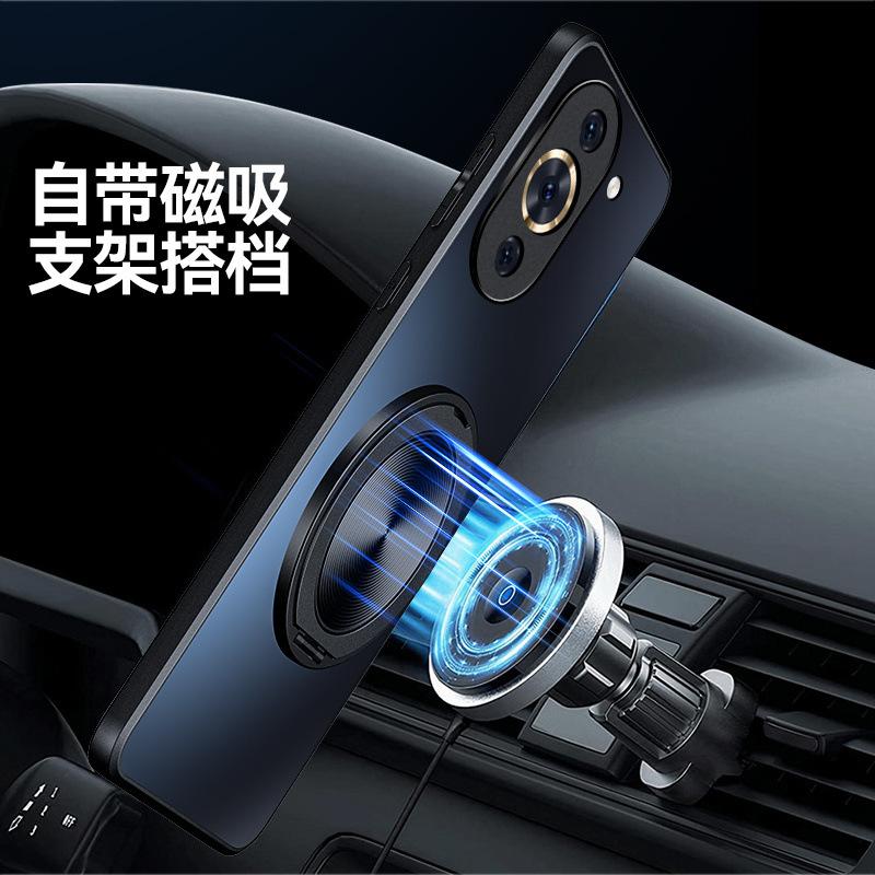 Applicable to Huawei Nova11 mobile phone case Pro new magnetic suction rotating bracket high-end matte anti-drop case male
