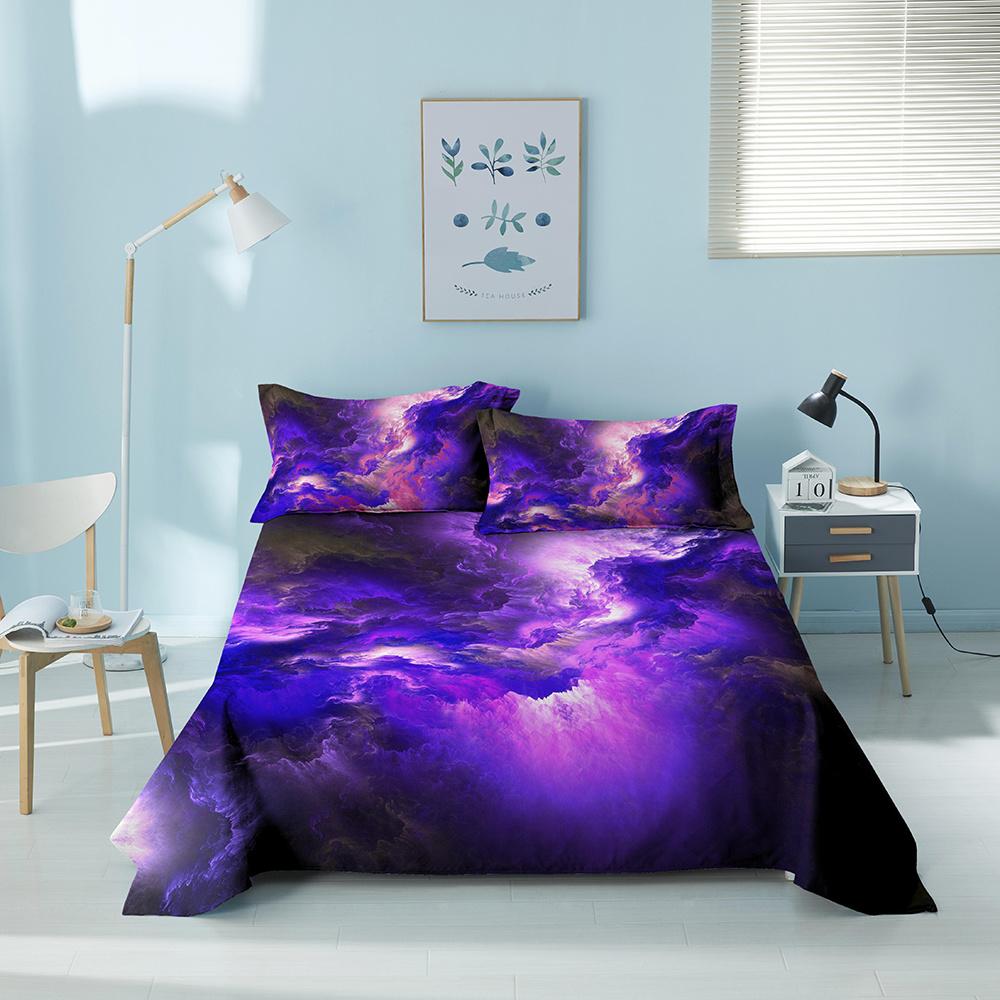 3D Printed Colorful Geometric Bed Sheet Set With Pillowcase Bed Flat Sheet King Queen Twin Single Size Sheet Home Decor