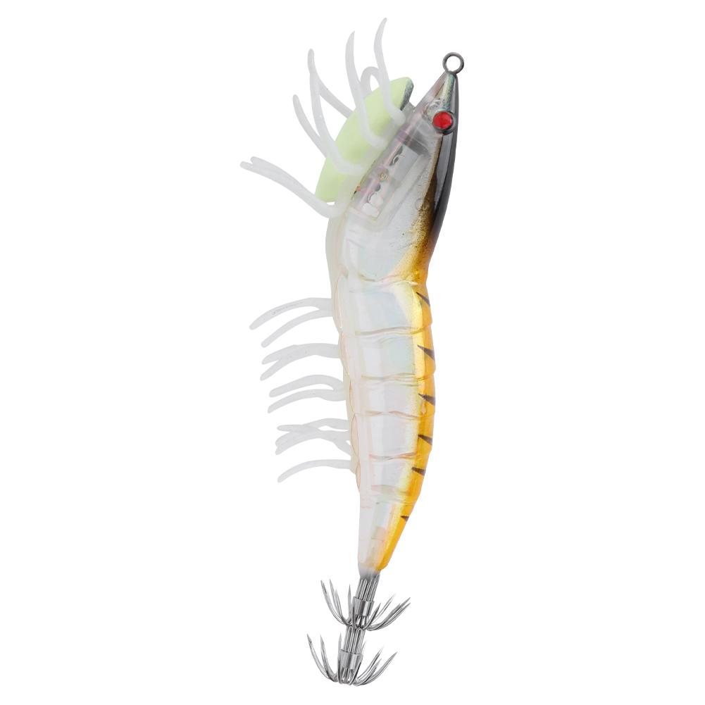 3.5g Luminous Squid Jigs Artificial Shrimp Fishing Lures with 2 Layer Hooks Fish Tackle Accessories001#