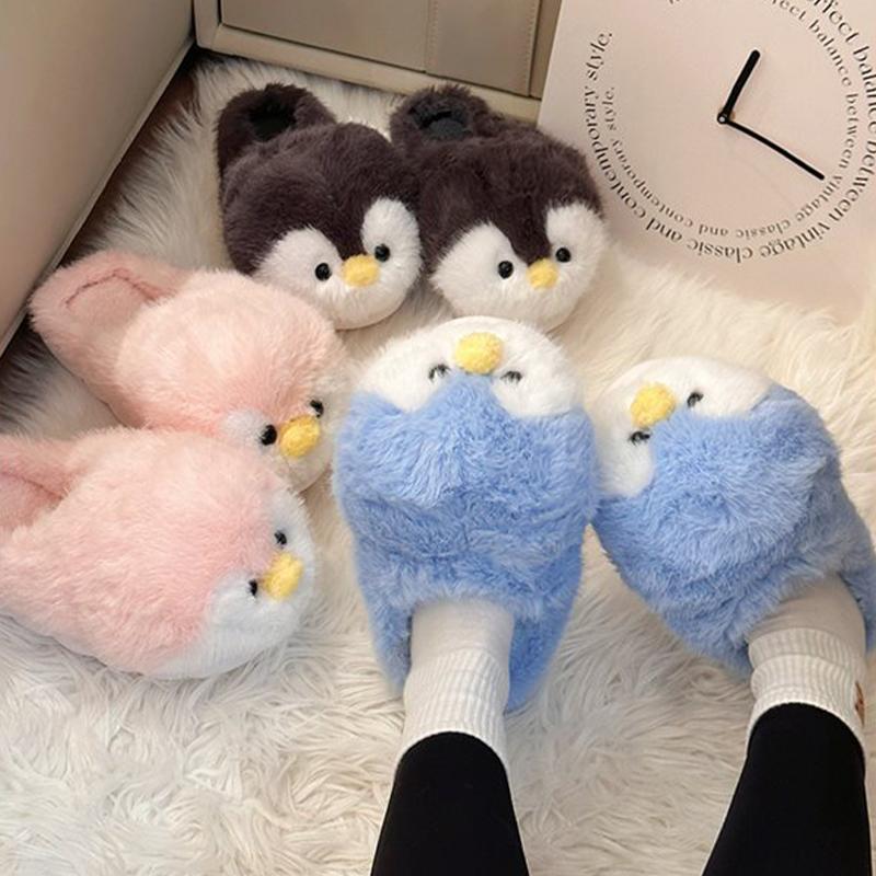 Fashion Adorable Hug Penguin Slippers Women's Cuddly Animal Loafer Furry Slides Woman Winter Fuzzy Home Room Shoes Lady Slippers House