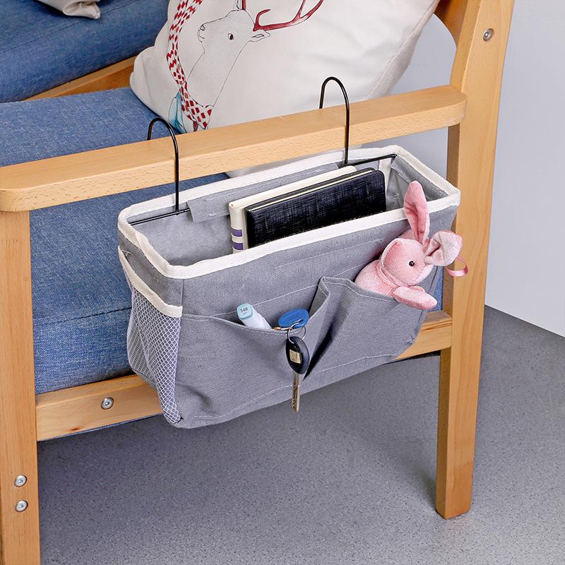 

Multifunctional Bedside Sofa Storage Bag - Solid Color Organizer for Dormitory or Home