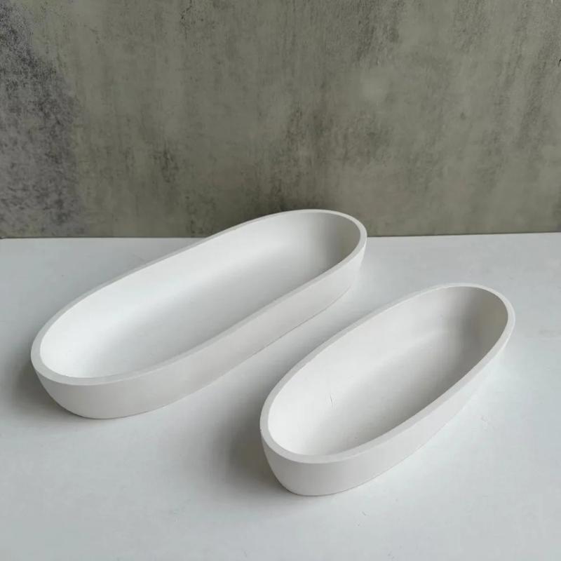Oval Cement Ship Shape Candle Jar Silicone Molds DIY Concrete Plaster Flower Pot Wax Box Candle Tray Mould Home Decor