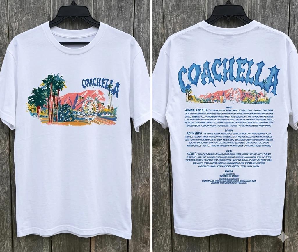 2026 Coachella Music Festival Tshirt Unisex and Women Summer Cotton Clothing Fashion Hiphop Y2K Round Neck Short Sleeved Tops
