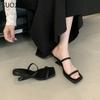 Fashion SUOJIALUN 2025 Summer New Brand Women Slipper Fashion Narrow Band Ladies Elegant Slides Shoes High Wedge Heel Outdoor Dress Sand