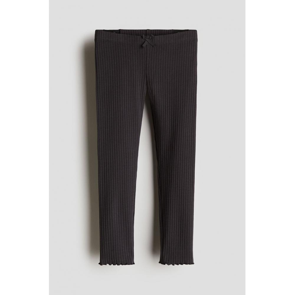 

Леггинсы из хлопкового трикотажа HM Ribbed Dark Grey