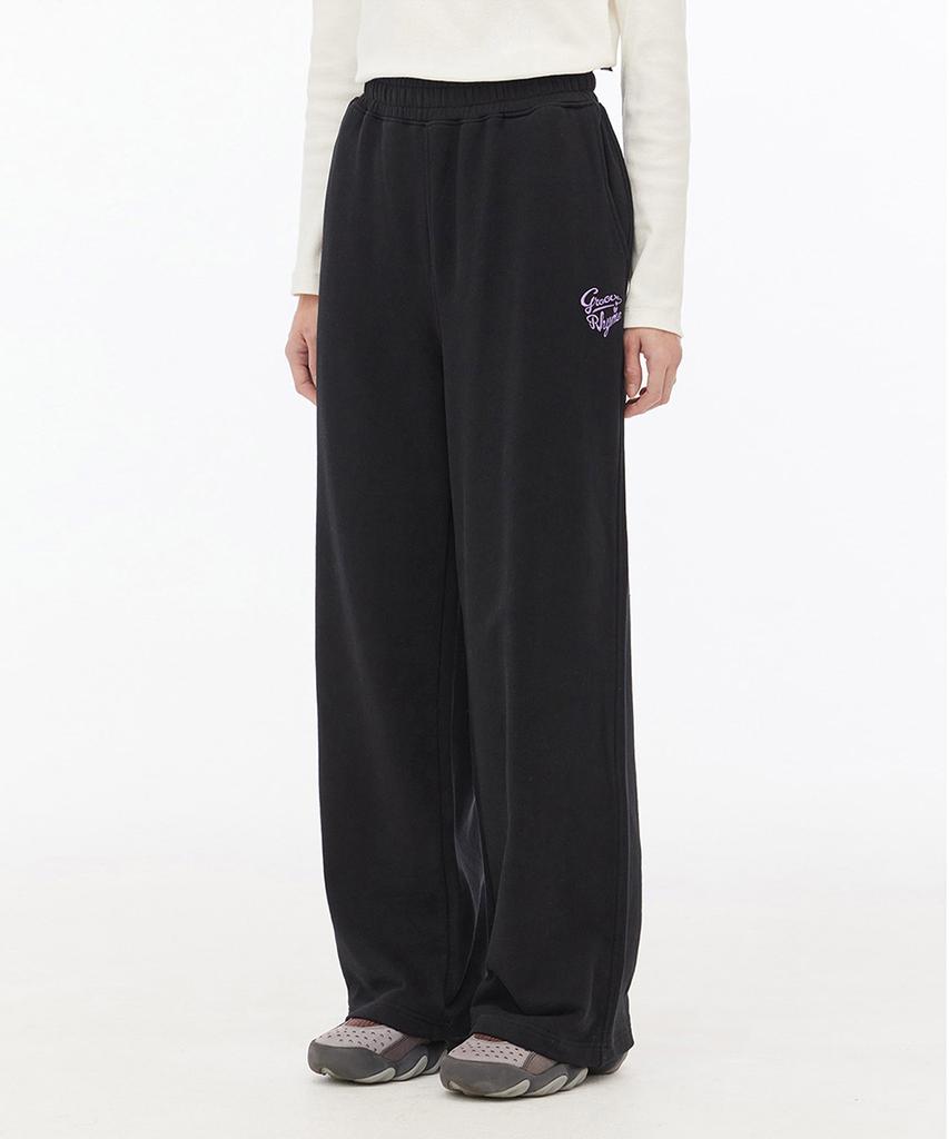 GROOVE RHYME Women'S Cotton Terry Full Elastic Waist Wide Pants (Lrsscyw571M)