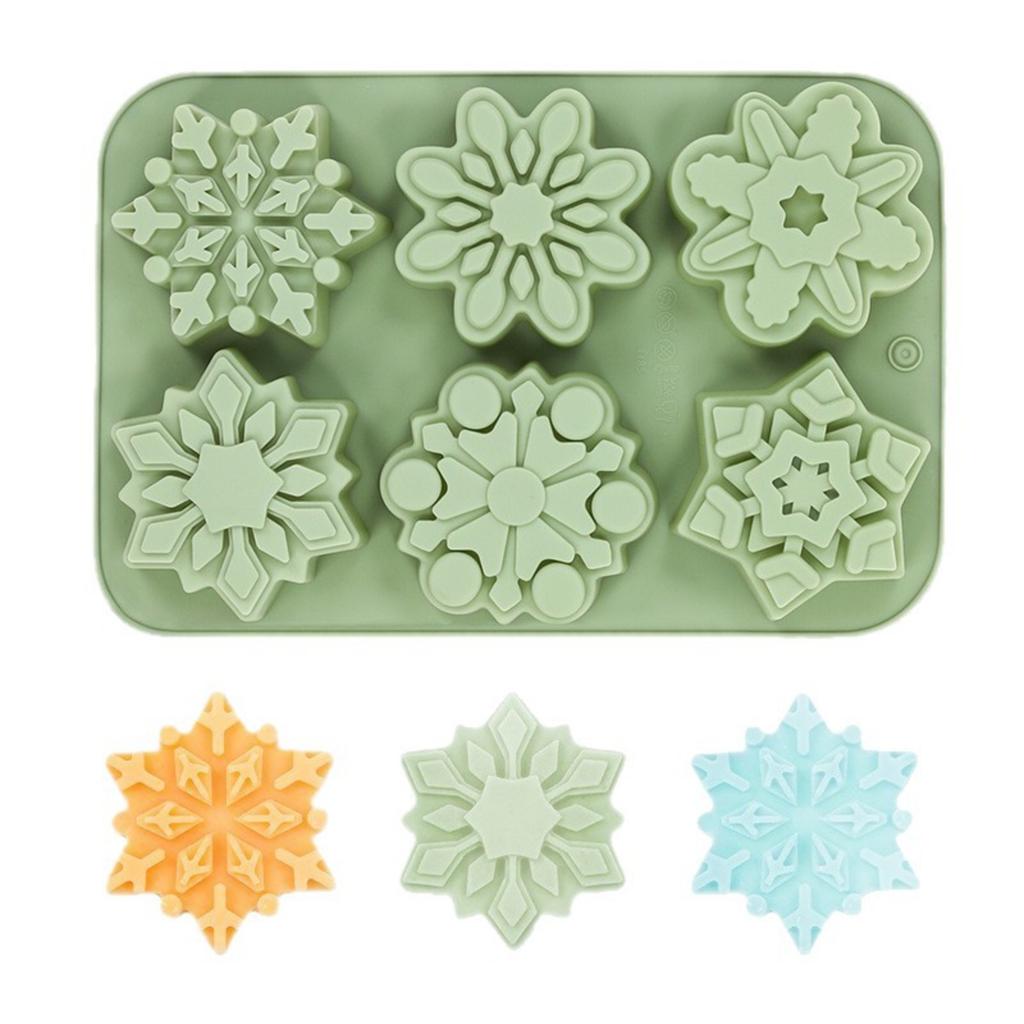 6 Holes Snowflake Silicone Scent Candle Mold Relief Flower Petal Design DIY Gypsum Resin Mold Cookies Chocolate Mooncake Mold