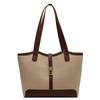 Large capacity canvas bag, new fashion contrasting colors, popular shoulder handbag, casual versatile messenger tote bag