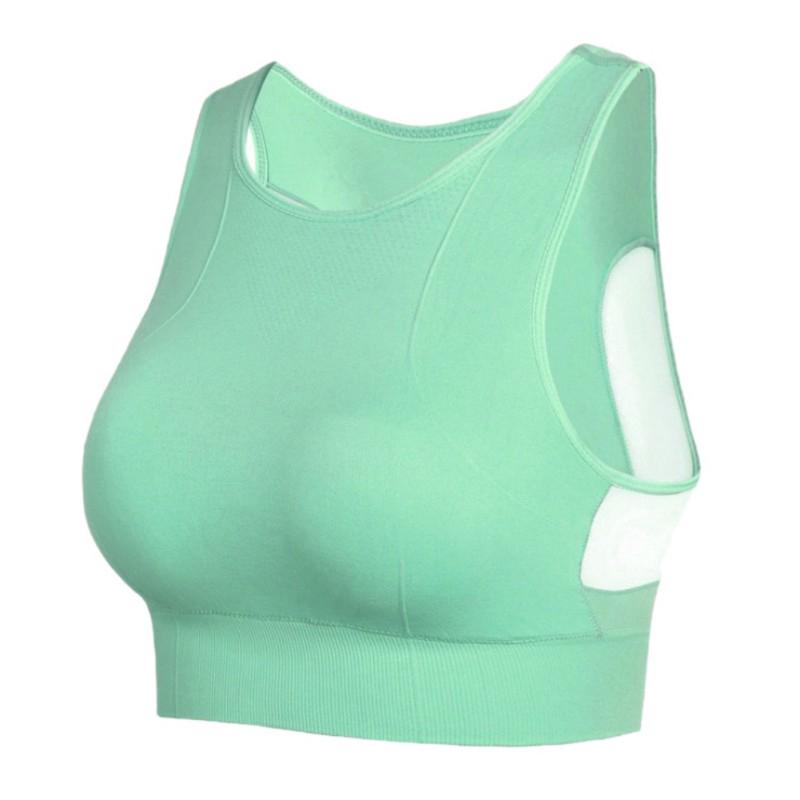 Atmungsaktive Mesh-BHs für Damen, stoßfest, gepolsterter BH, solide, nahtlose Fitness-Unterwäsche