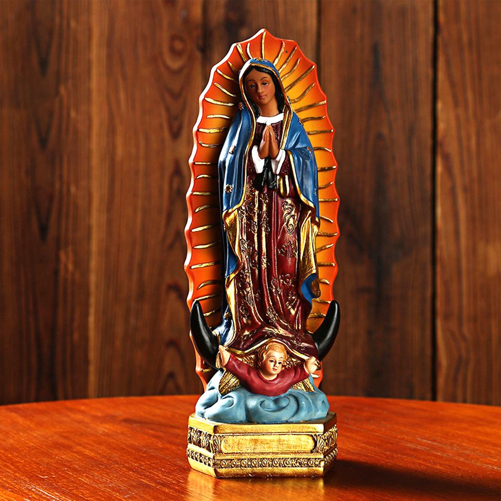 Resin Mexican Virgin Mary Statue Desktop Ornament European Our Lady Statue Handicrafts Home Decor for Office