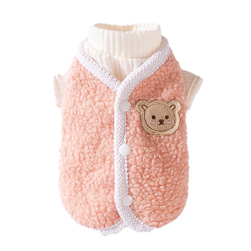 Korean Version of Autumn and Winter Cat Cute Bear Teddy Vest Vest Vest Set Medium and Small Dog Dog Pet Clothes
