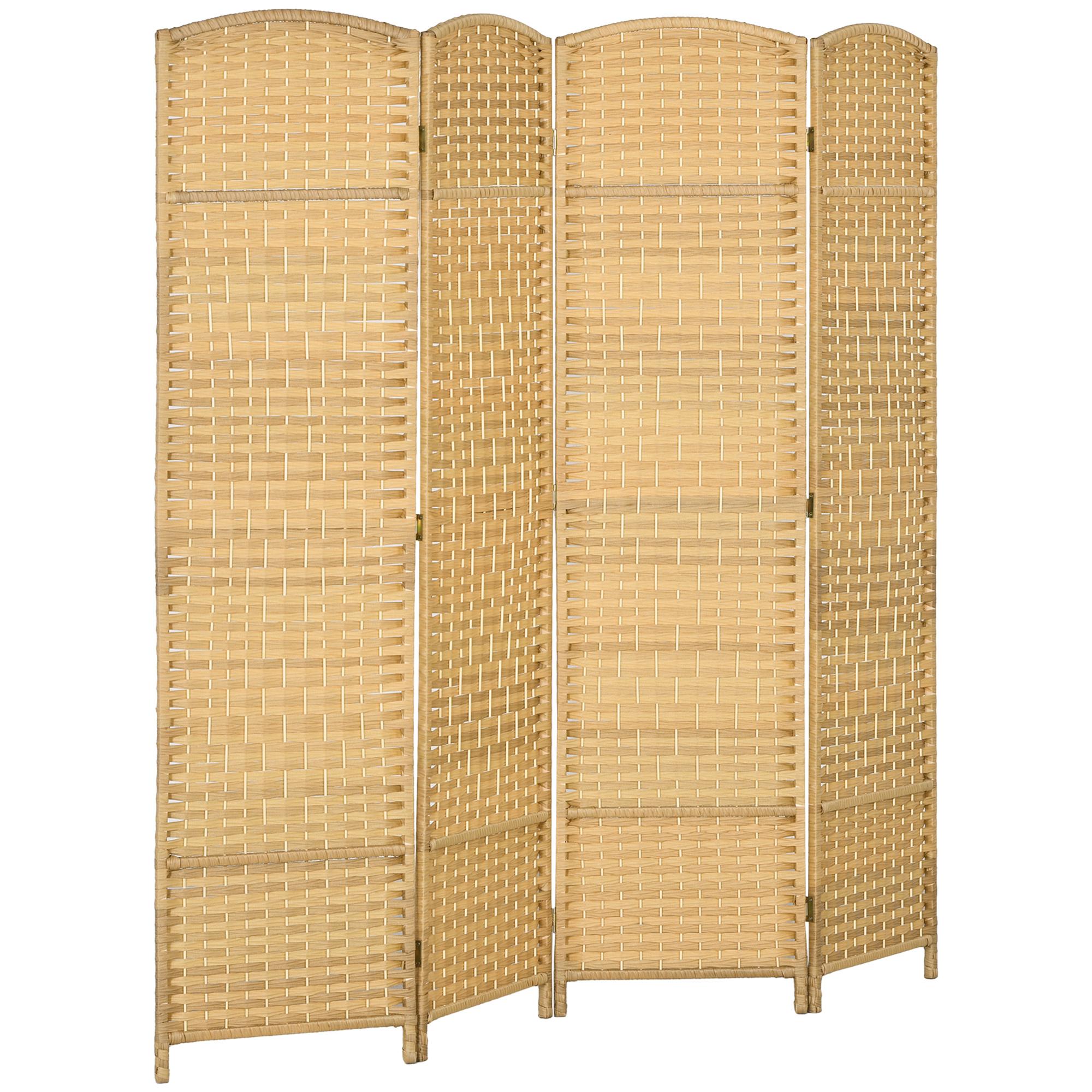 Indoor Wooden Room Divider 4 Panels Foldable Room Separator for Living Room Bedroom 180 x 180 cm Natural Wood 180 x 1.7 x 180 cm