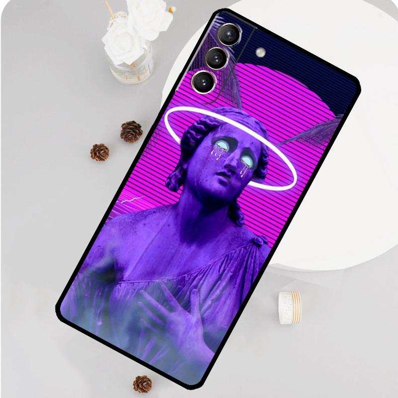 Great Wave Retro Cyber Statue Phone Case For Samsung Galaxy S26 S25 S24 S20 S21 S22 S23 Ultra S10 Plus S25 FE Funda Cover