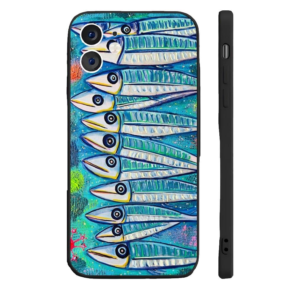 Lustige Sardinen Handyhülle Für iPhone 17 16 15 14 13 12 11 Pro Max Mini SE 7 8 Plus 17E Stoßfest Rutschfest Silikon Weiche Hülle