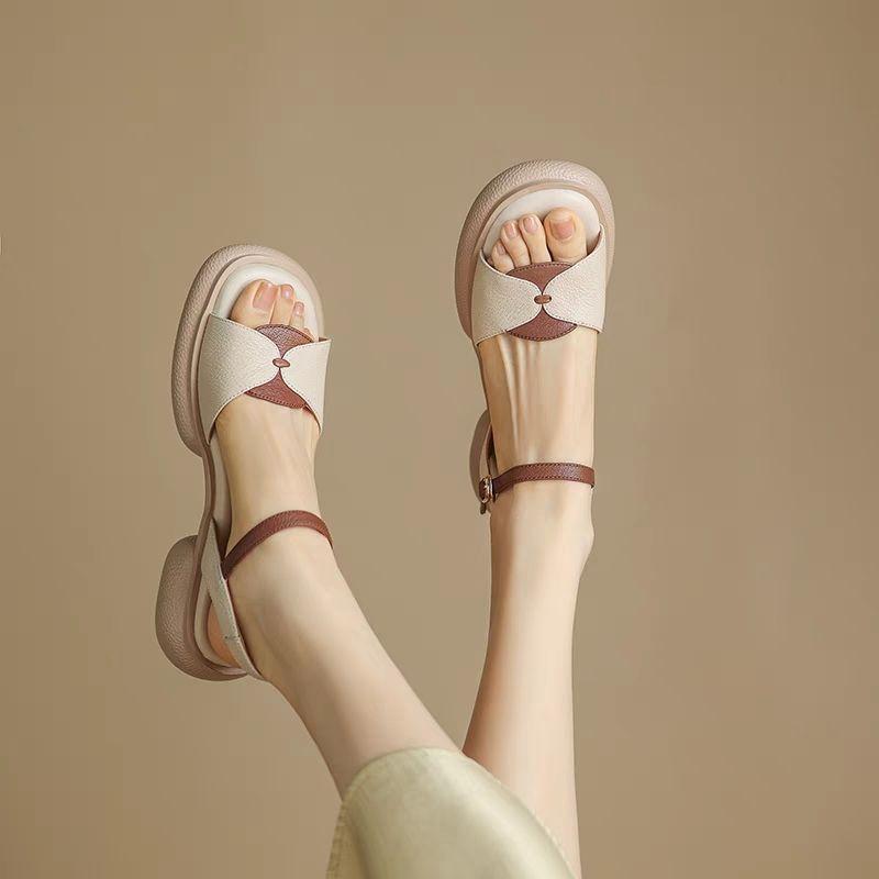 

Fashion Sandals for Women Color Spelling Roman Style Open Toe Woman Shoes Platform Leather Asian Size on Sale Luxury Summer Daily Korea 40