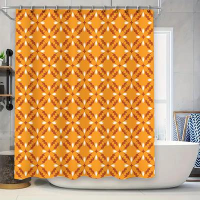 Elegante Tenda da Doccia Arancione Bianca con Motivo Geometrico Tessuto Impermeabile per Decorazioni da Bagno Disponibile in Varie Misure
