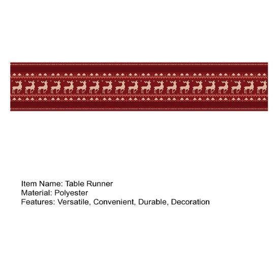 Christmas Table Runner Protective Cloth Festive Elk Pattern Durable Table for Home Holiday Decoration