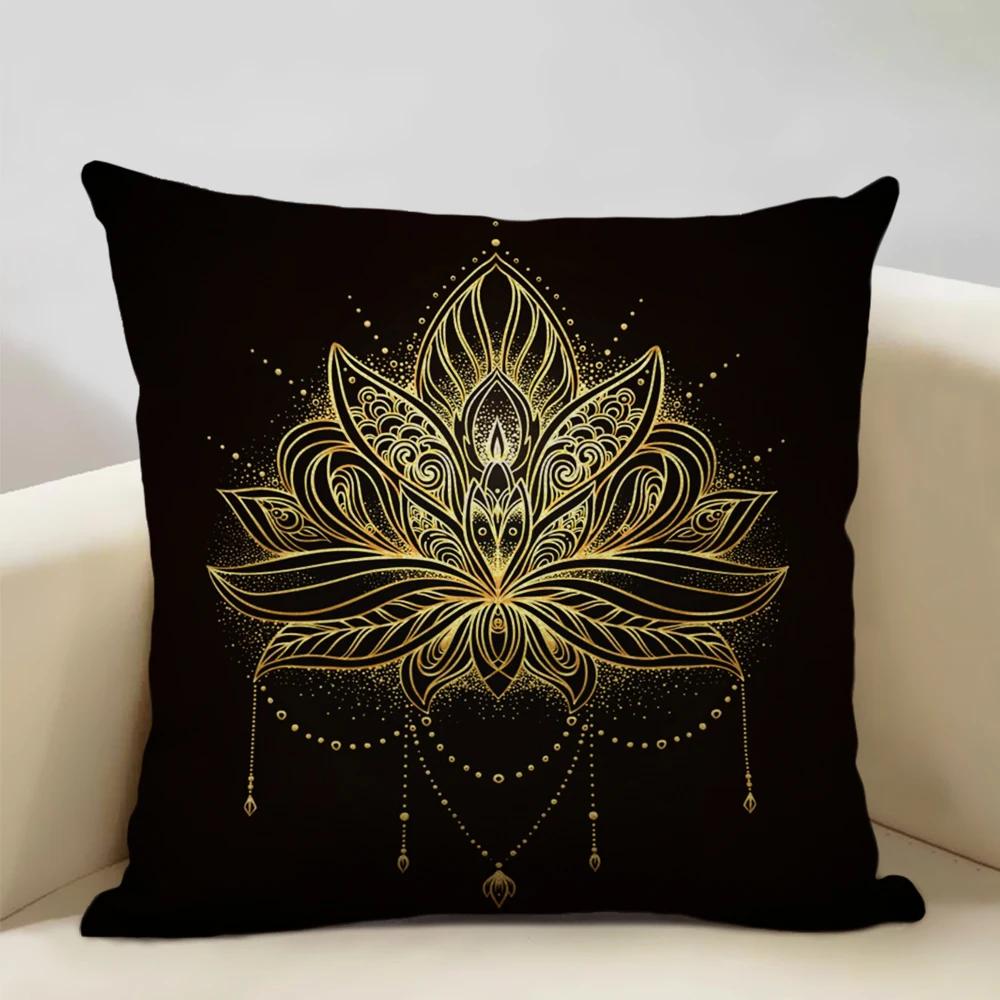 Mandala Sofa Decorative Throw Pillow Case, Hamsa Cushion Cover, Home Living Room Pillow Cover, 45x45cm