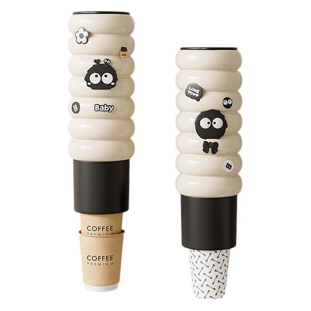 Disposable Cup Dispenser , Wall Mounted No Drilling Installation, Dustproof Plastic Paper Cup Holder Organizer, 2 packs