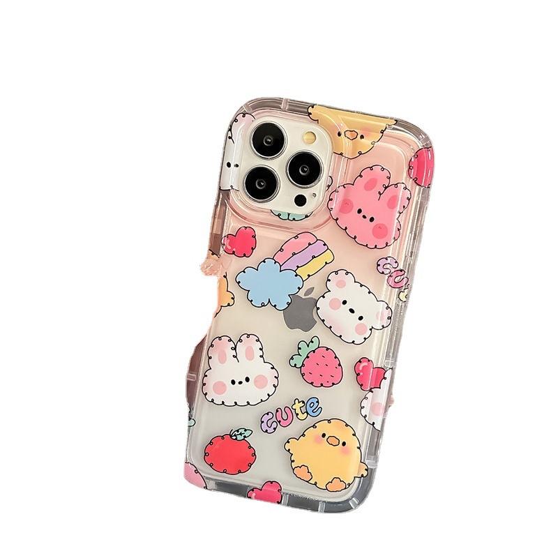 ins pink cute strawberry rabbit iphone17promax mobile phone case 13pro simple apple 16 couple 15