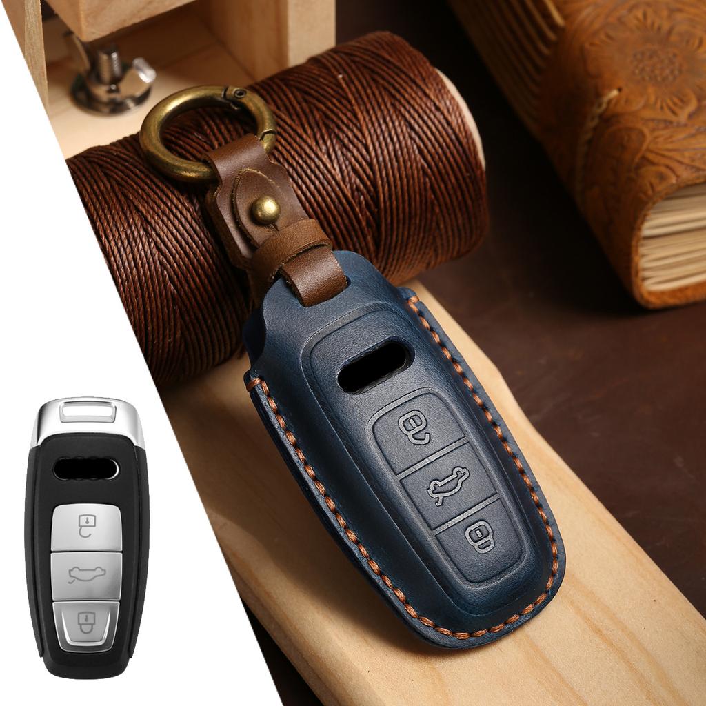Leather Car Key Case Cover for A4L A5 Q7 TT TTS A3 A4 B9 A6 A7 4K A8 E-tron Q5 Q8 C8 D5 SQ8 Car Keychain