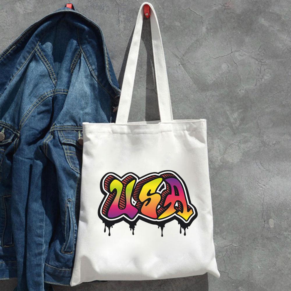 

Новая женская сумка на плечо в стиле хип-хоп, панк, США, красочная женская сумка на плечо с буквенным принтом Harajuku Y2k, холщовые сумки, готические повседневные сумки-шоппер большой вместительности