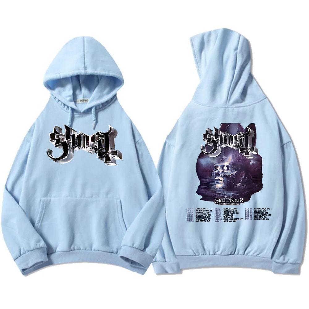 Ghost Skeletour World Tour 2026 Hoodies Rock Band Street Style Fashion Sweatshirts Winter Fleece Hooded Pullovers Men Women Tops