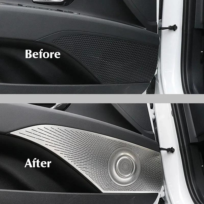 For Hyundai Elantra CN7    Stainless Steel Car Interior 4 Door Audio Speaker Decor Cover Loudspeaker Trim Sticker