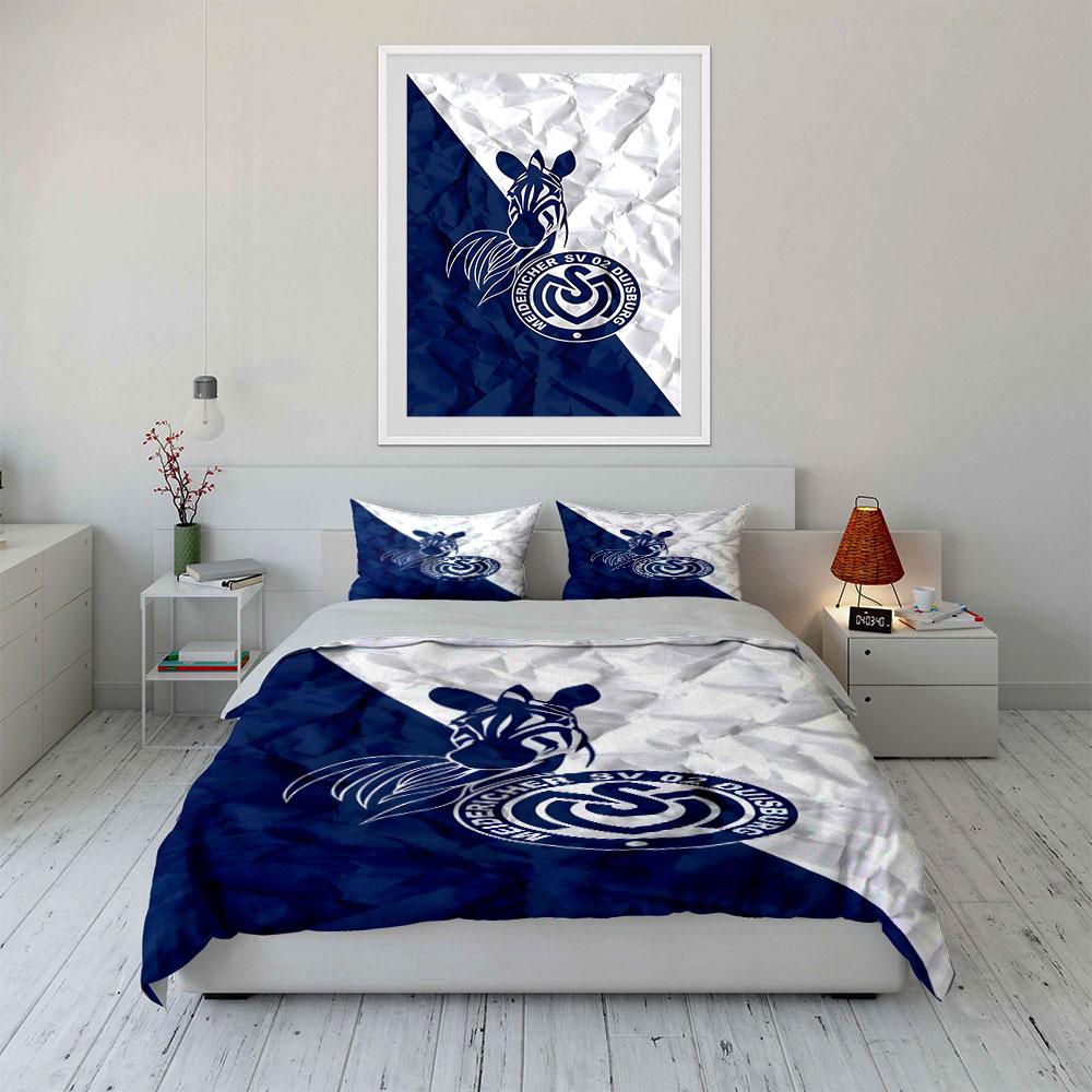 "Zebra Design with MSV Duisburg Logo" Print Bedding Set Duvet Cover Pillowcases (1* Duvet Cover 2* Pillowcases Do Not Include Comforter)