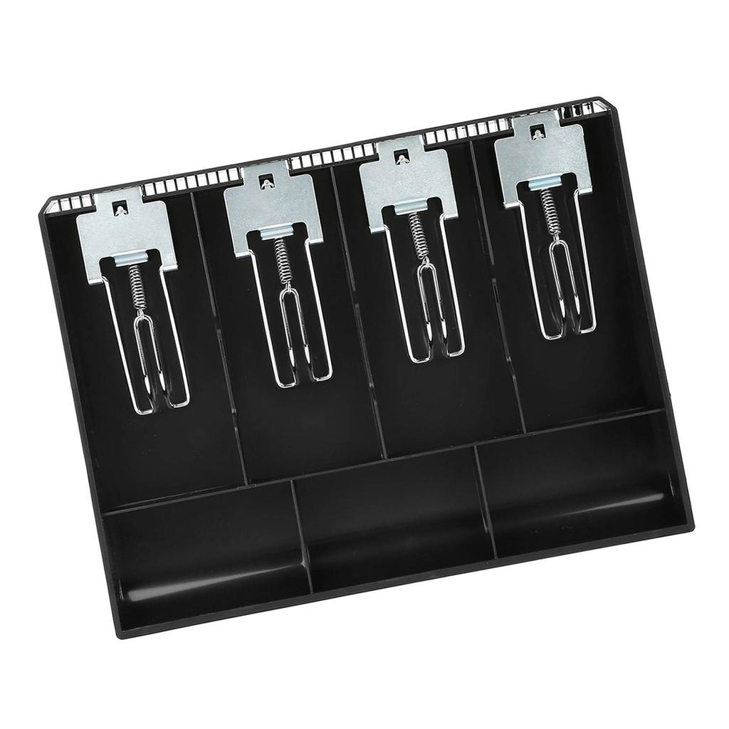Cash Drawer Register Insert Tray Replacement Cashier Four Box with Metal Clip(black)
