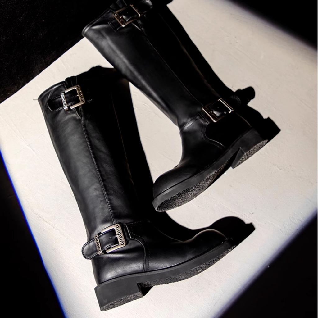 Thick-soled knight boots women's boots autumn and winter new round head retro sweet cool long boots but knee-thin high boots women