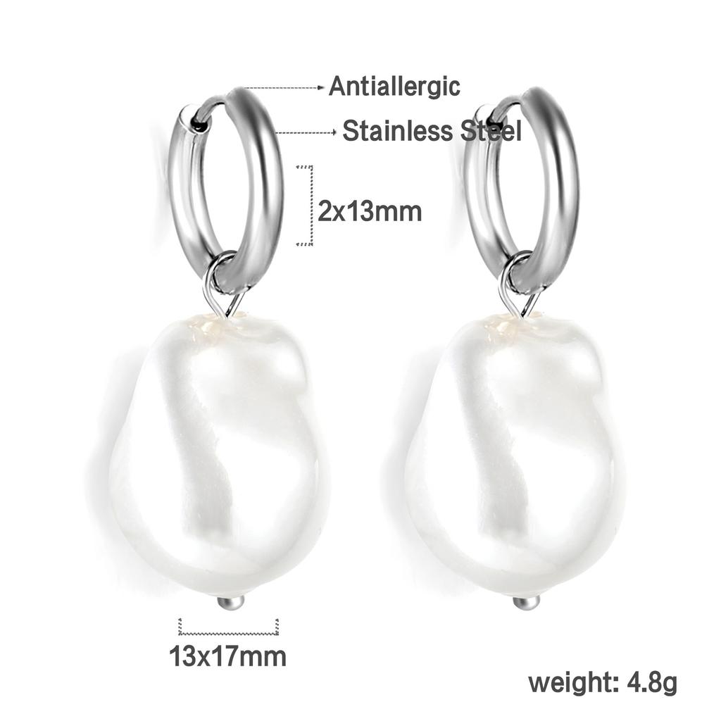 Elegant Baroque White Pearl Earrings Fashionable High-End Pearl Jewelry