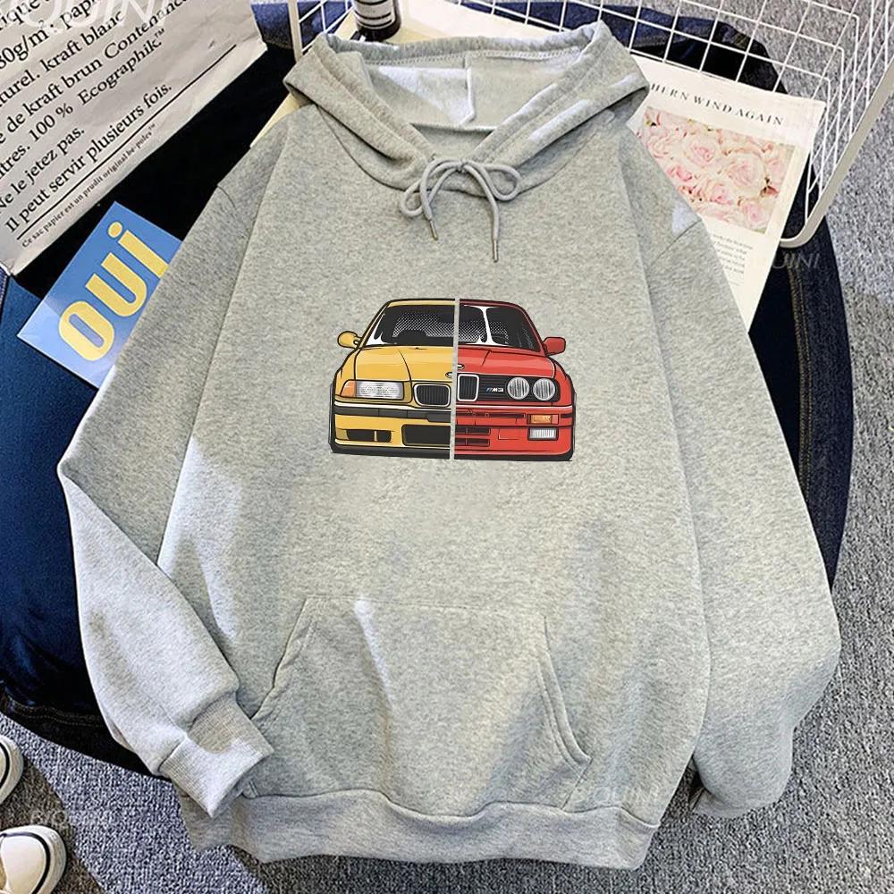 Car Graphic Hoodie Autumn Winter Fleece Pullovers Printing Men Women Long Sleeve Sweatshirt Loose Comfortable Clothes