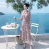 Qianbainian Elegant V-Neck 100% Mulberry Silk Midi Dress