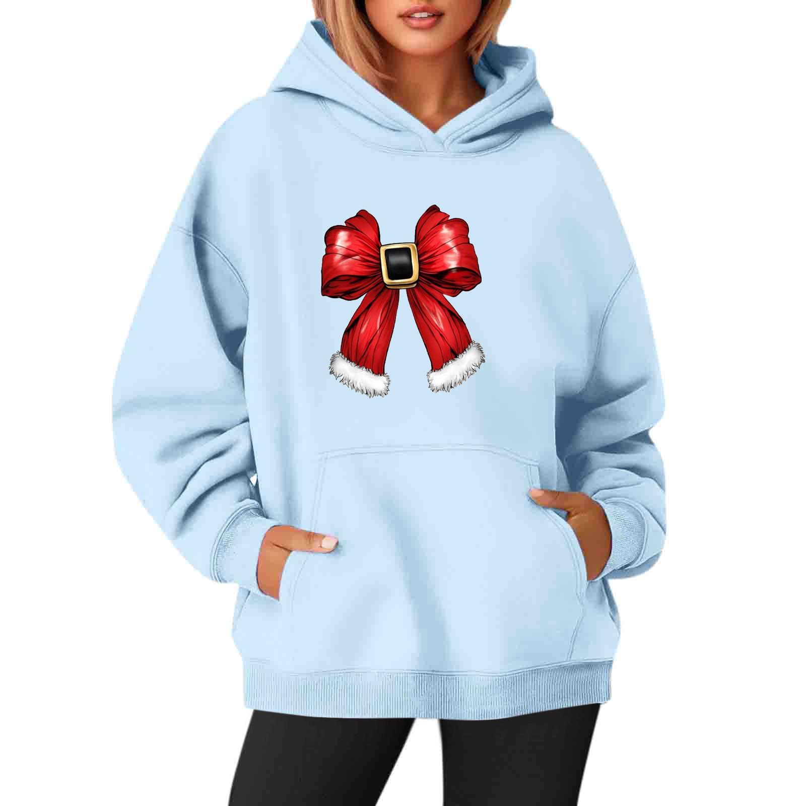 Женские толстовки с круглым вырезом и длинным рукавом с рождественским принтом — фото 6