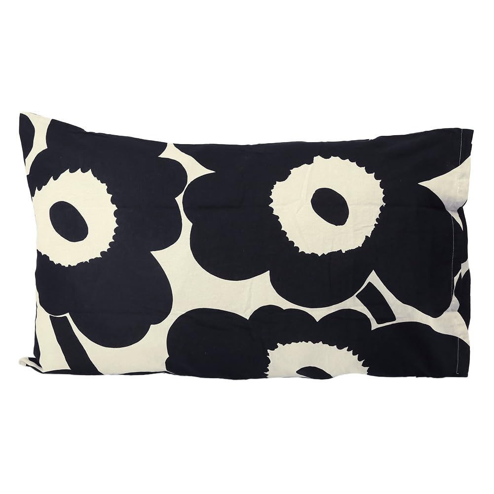 Marimekko Pillowcase, 50cm X 70cm, Unikko, White and Dark Blue, 070522 851 [Parallel Import]