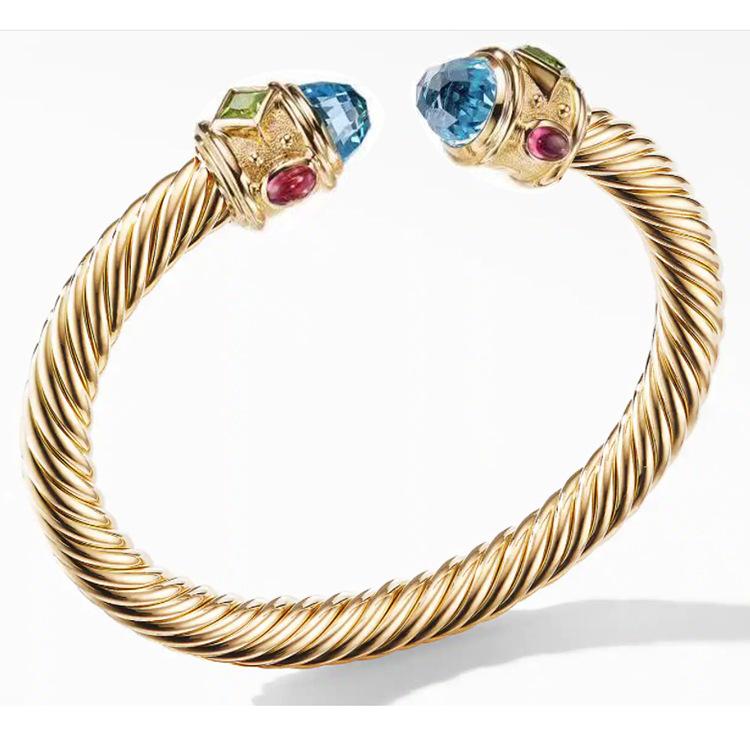 New Fashion Titanium Steel Gold Plated Bracelet Stainless Steel Zircon Open Bracelet Women's Exquisite Jewelry Gifts