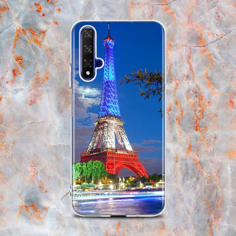 Paris Eiffel Tower Travel Silicone Cover For Honor 20 20S 20E 8 8A Prime 8X MAX 8C 8S 7A 7C 7S Pro Phone Case