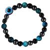 Triple Protection Bracelet  Blue Tigers Eye Black Bile Obsidian Evil Eye Beaded Bracelet Handmade Stretch Beaded Bracelets