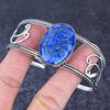 Natural Lapis Lazuli Gemstone 925 Sterling Silver Cuff Bangle Adjustable z7R42