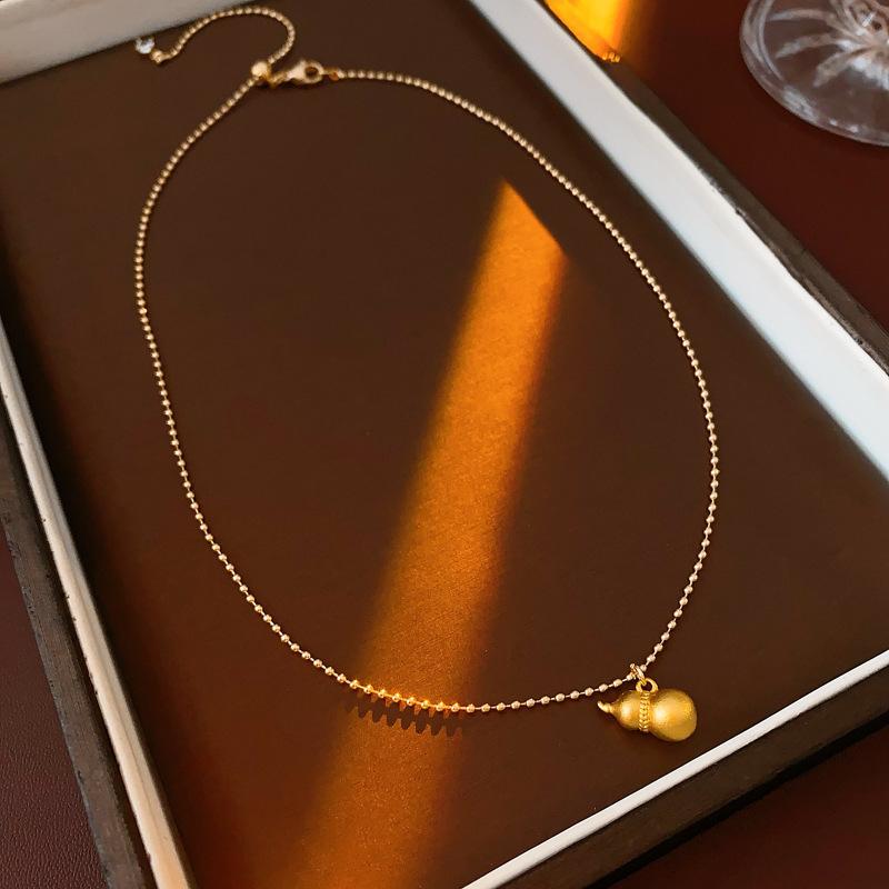 

Titanium steel zircon gourd fringed pendant necklace ins light luxury high-end collarbone chain new versatile jewelry