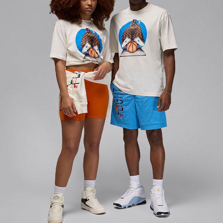 Jordan Letter Logo Print Cotton Crew Neck Short Sleeve T-shirt Unisex Tops Sail HF5472-133