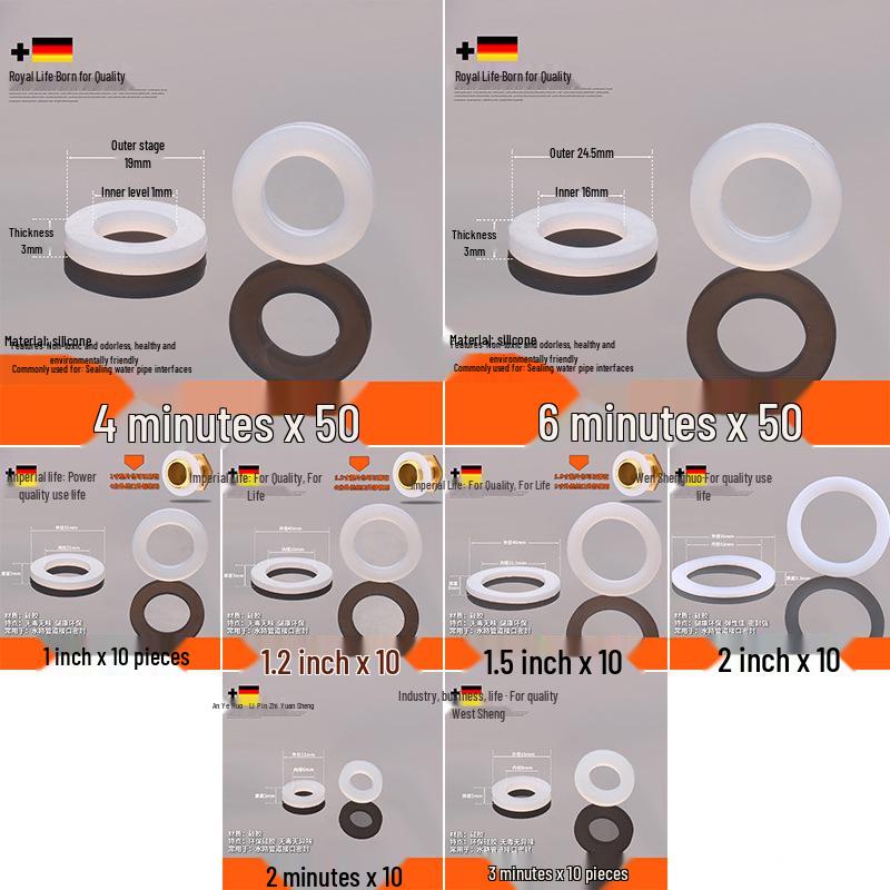 1-Inch Silicone Rubber Gasket Ring for Water Heaters and Pipes - 4-Minute Seal Flat Gasket