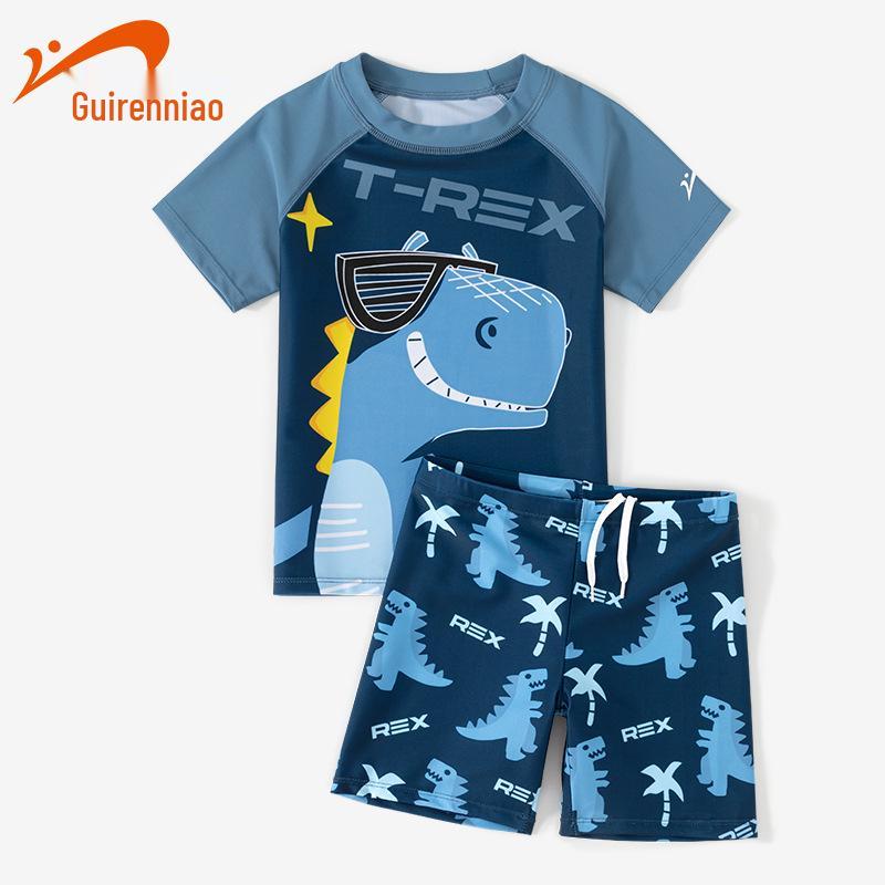 

Guirenniao Kids Cartoon Swim Set: Quick-Dry Two-Piece with Short Sleeve and Swim Trunks for Boys 10 (Height 105-120 cm)