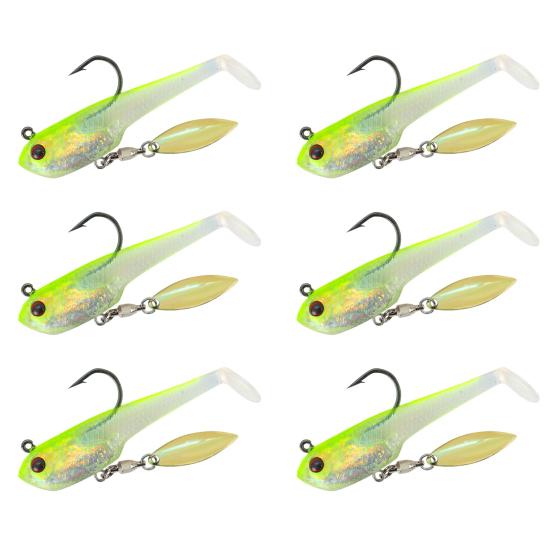 6Pcs Soft Fishing Lures Artificial Baits with Sharp Hook Realistic Looking Bright Color T-Tail Fake Baits Swimbait Fishing Tackle