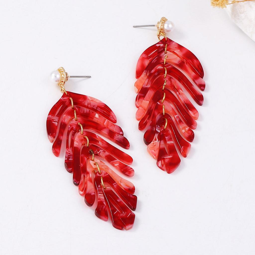 Pinkdudu Vintage Bohemian Leaf Stud Earrings Simple Tassel Dangles Minimalist Design for Women PD431