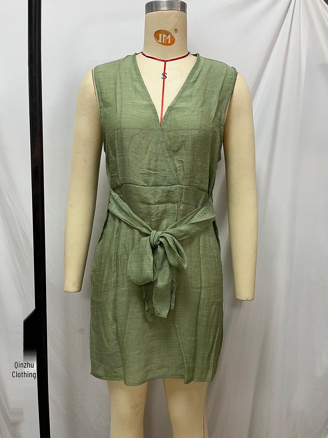 

Европейско-американская пляжная накидка без рукавов: Прочное и сексуальное мини-платье-юбка Small зелёный