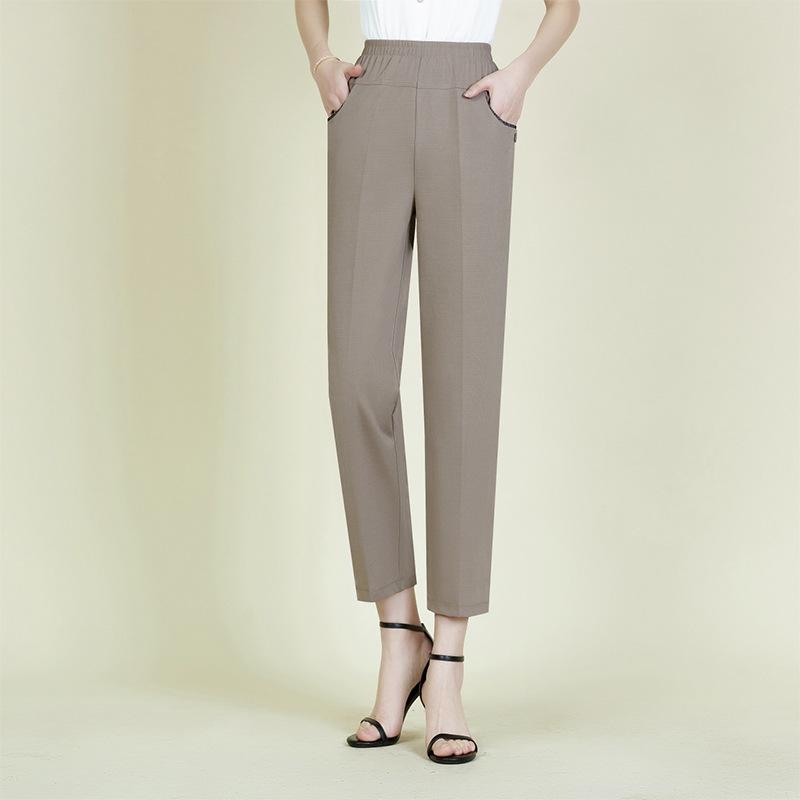 Mom's Ice Silk Cool Nine-Point Pants for Summer - Loose Fit for Mid-Aged and Elderly Women